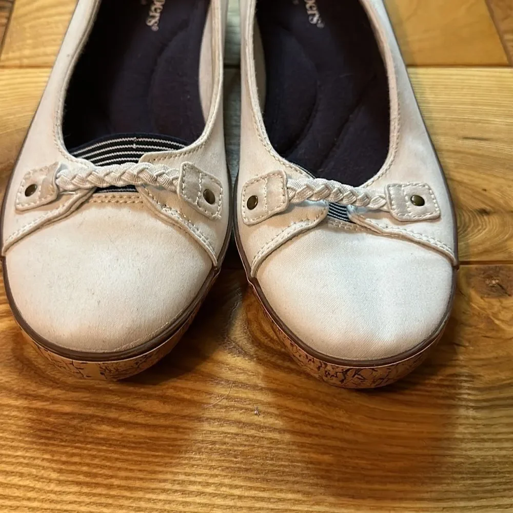 Grasshoppers OrthoLite Wedge Shoes, White/Navy, Sz 9